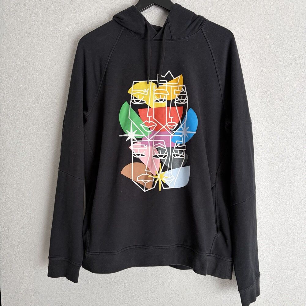Lululemon City Sweat Pullover Hoodie Sweatshirt Men's Large Black Art Pride